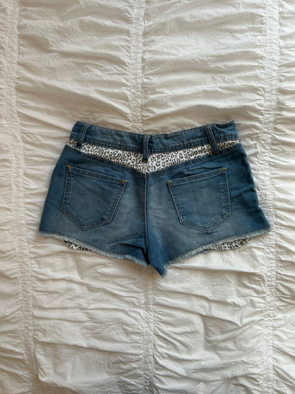 Vintage Valleygirl Denim Shorts Leo-Print Details-Still Alive