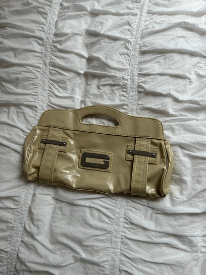 Vintage Guess Clutch Beige Lack-Optik