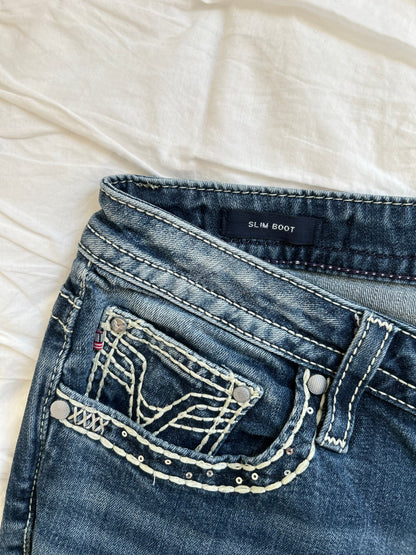 Vintage Vigoss Slim Boot Jeans – V-Stickerei & Pailletten