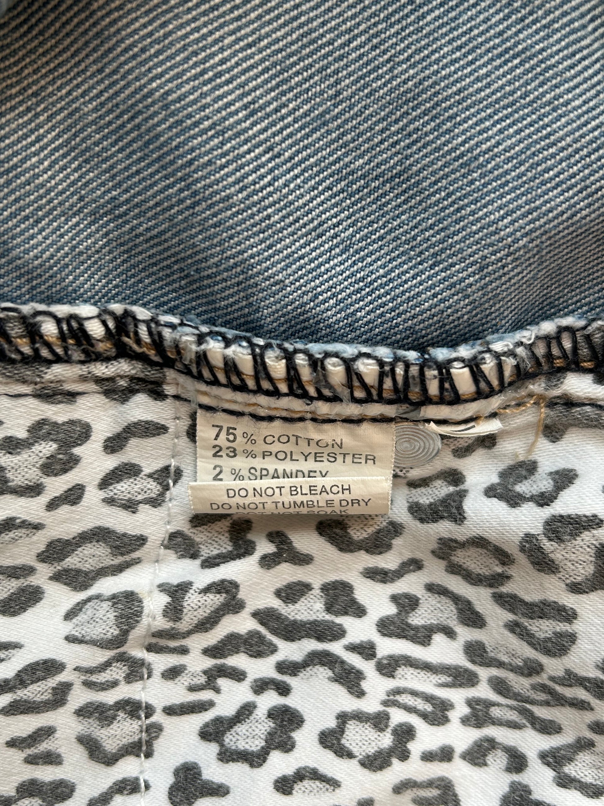 Vintage Valleygirl Denim Shorts Leo-Print Details-Still Alive