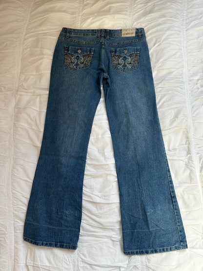 Vintage Richcow Flare Jeans – Tribal Embroidery & Studs