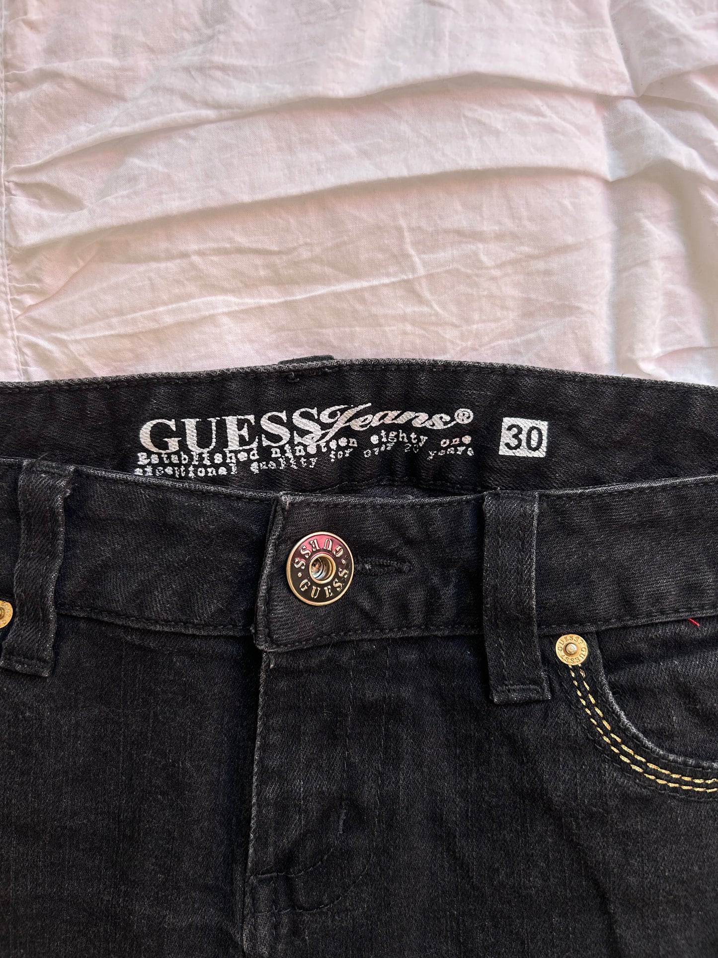 Vintage Guess Denim Minirock Gold-Logo