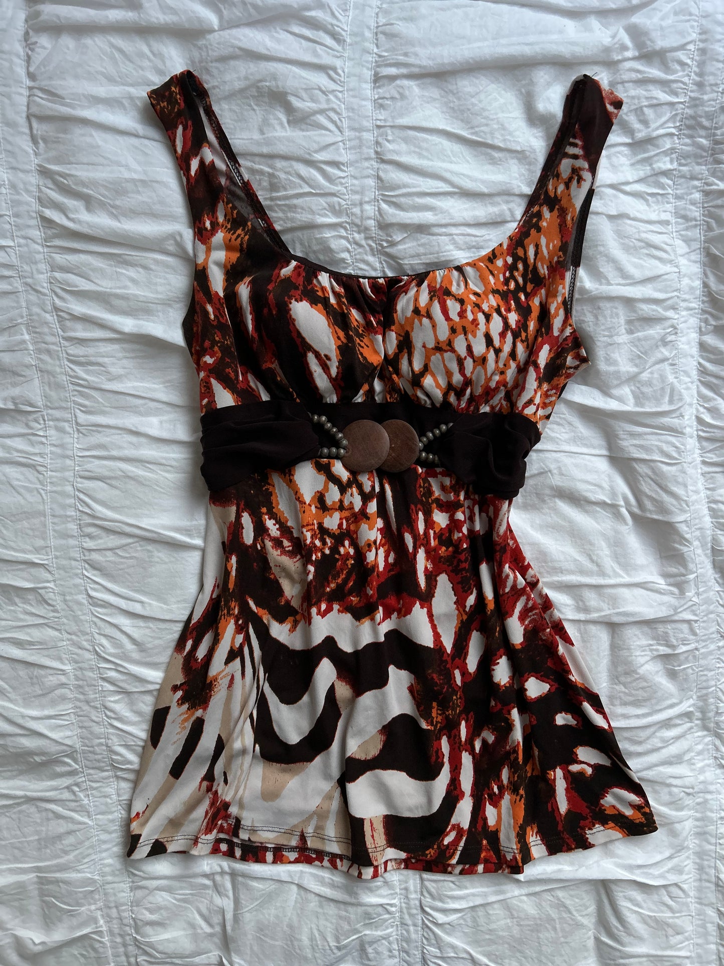 Vintage Wrapper Top – Abstraktes Tiermuster