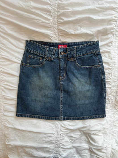 Vintage Fiorucci Denim Miniskirt - Y2K Style with Red Accents