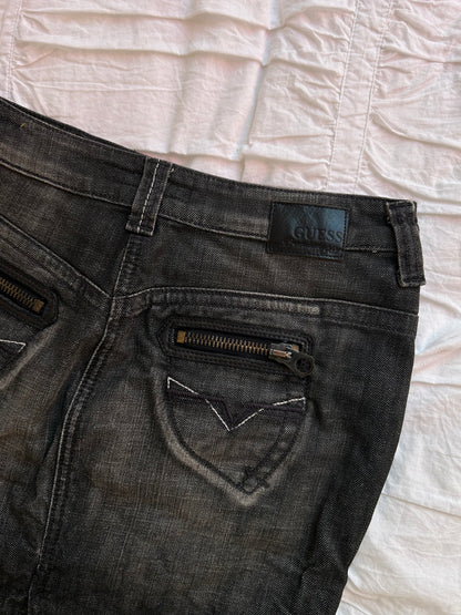 Vintage Guess Premium Denim Rock Biker-Stil mit Zipper-Details