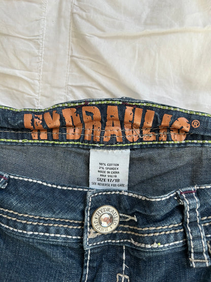 Vintage Hydraulic Flare Jeans – Ornament-Stickerei & Strass