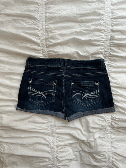 Vintage Denim Shorts Dunkelblau mit Kontrastnähten