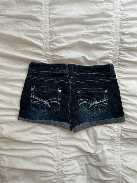 Vintage Denim Shorts Dunkelblau mit Kontrastnähten