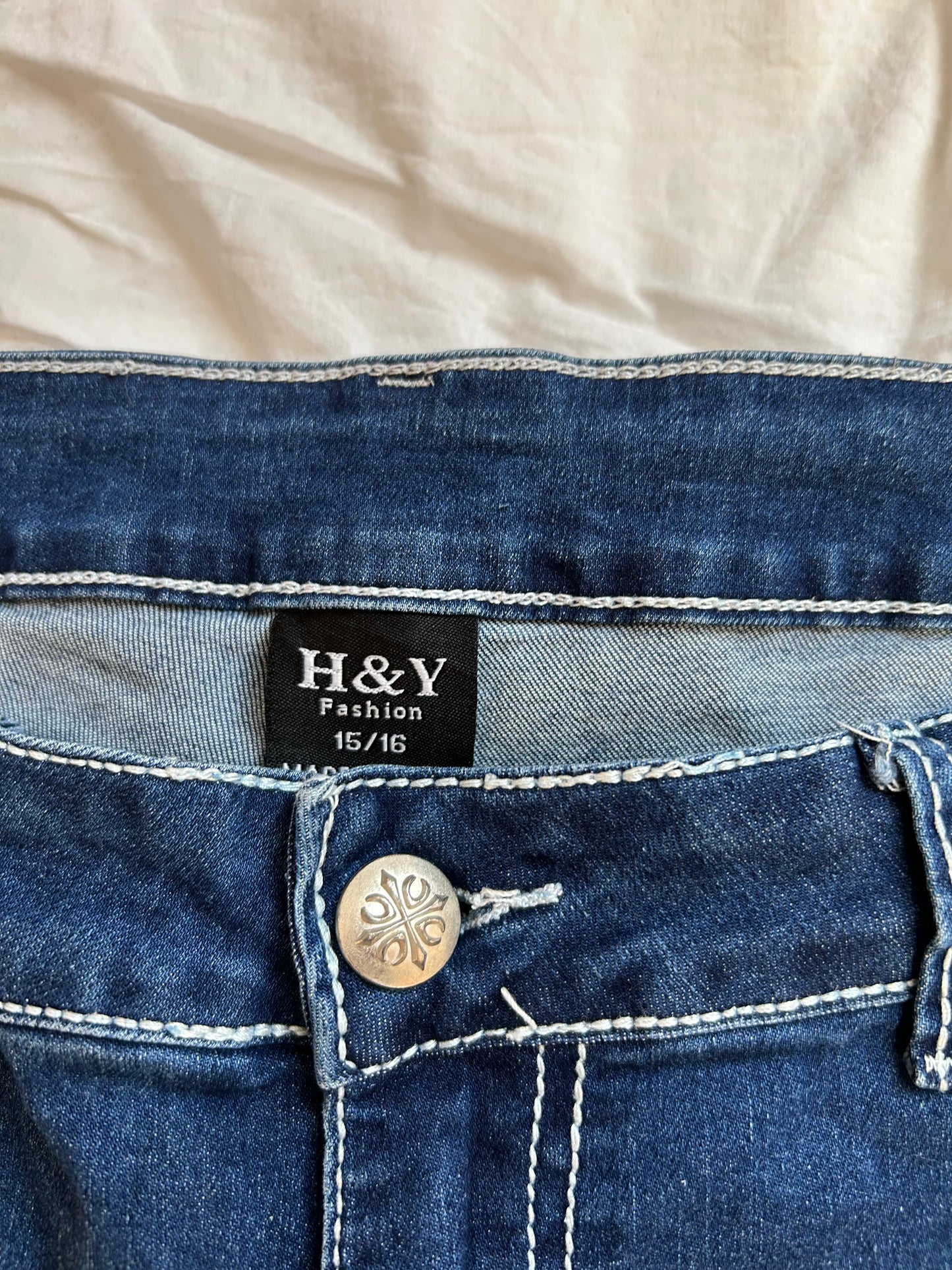 Vintage H&Y Fashion Flare Jeans mit Stickerei & Strass