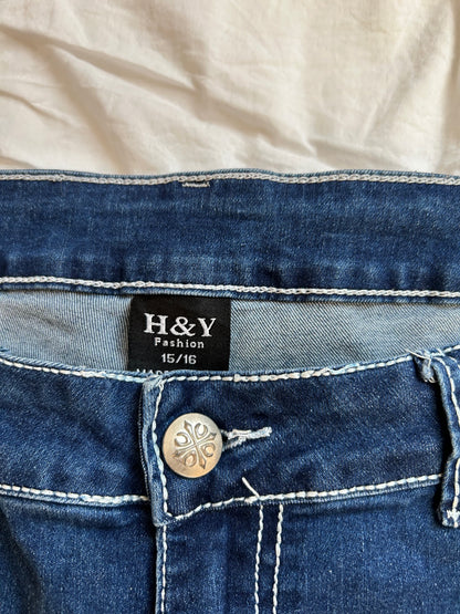 Vintage H&Y Fashion Flare Jeans mit Stickerei & Strass