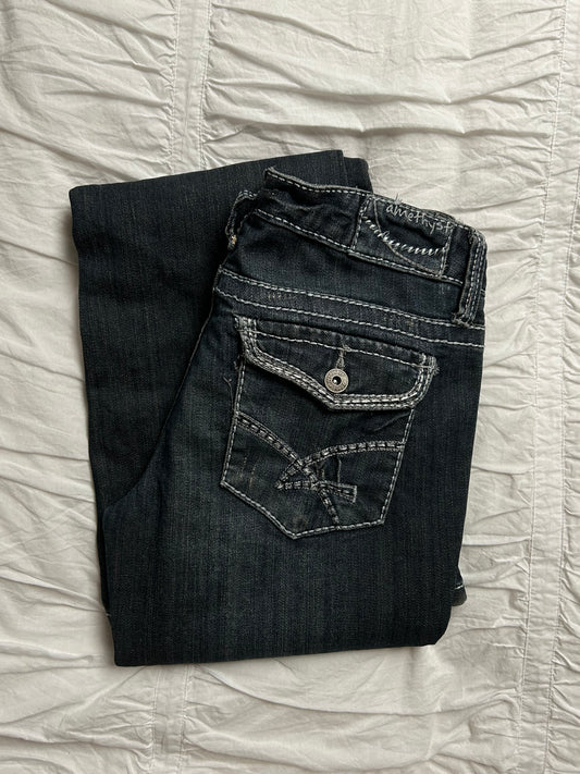 Vintage Amethyst Jeans Striking Contrast Stitching & Embroidery