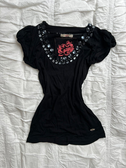 Vintage GAUDÌ Y2K Top – Pailletten- & Glitzer-Applikation