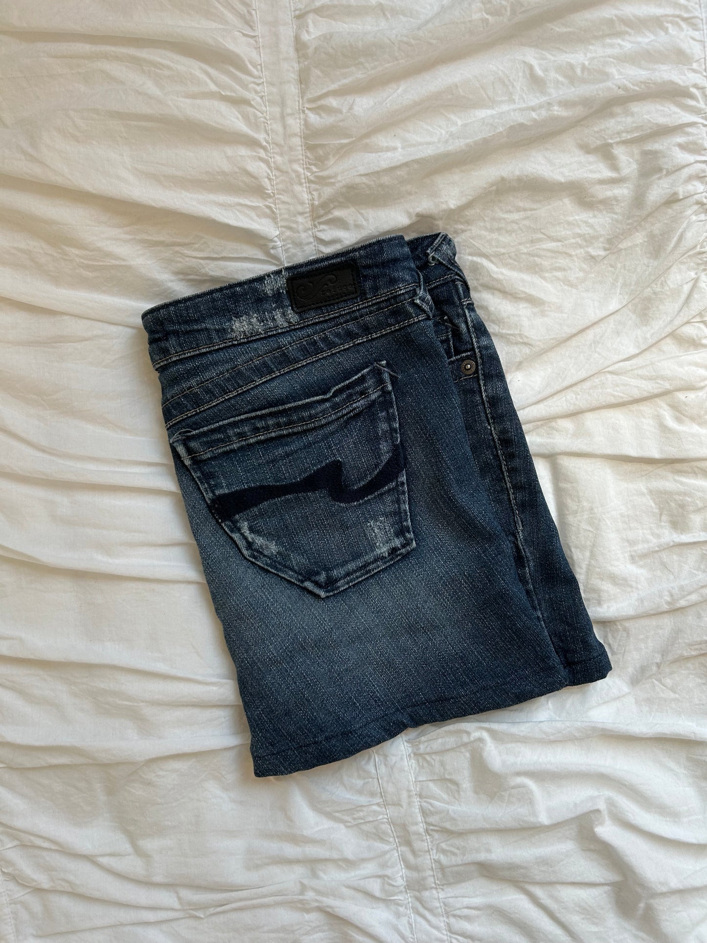 Vintage Refuge Denim Minirock Wellen-Design