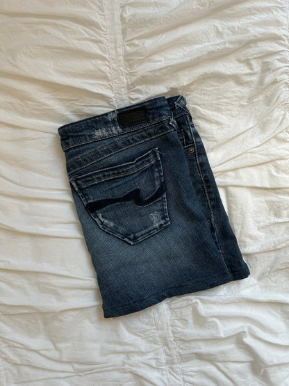 Vintage Refuge Denim Minirock Wellen-Design