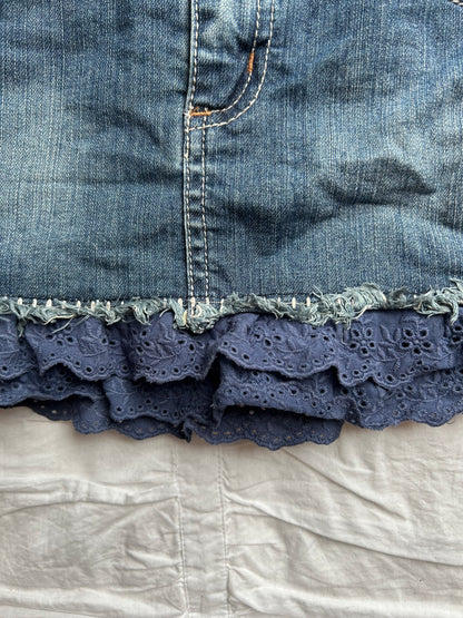 Vintage Cache Cache Minirock Denim mit Spitze