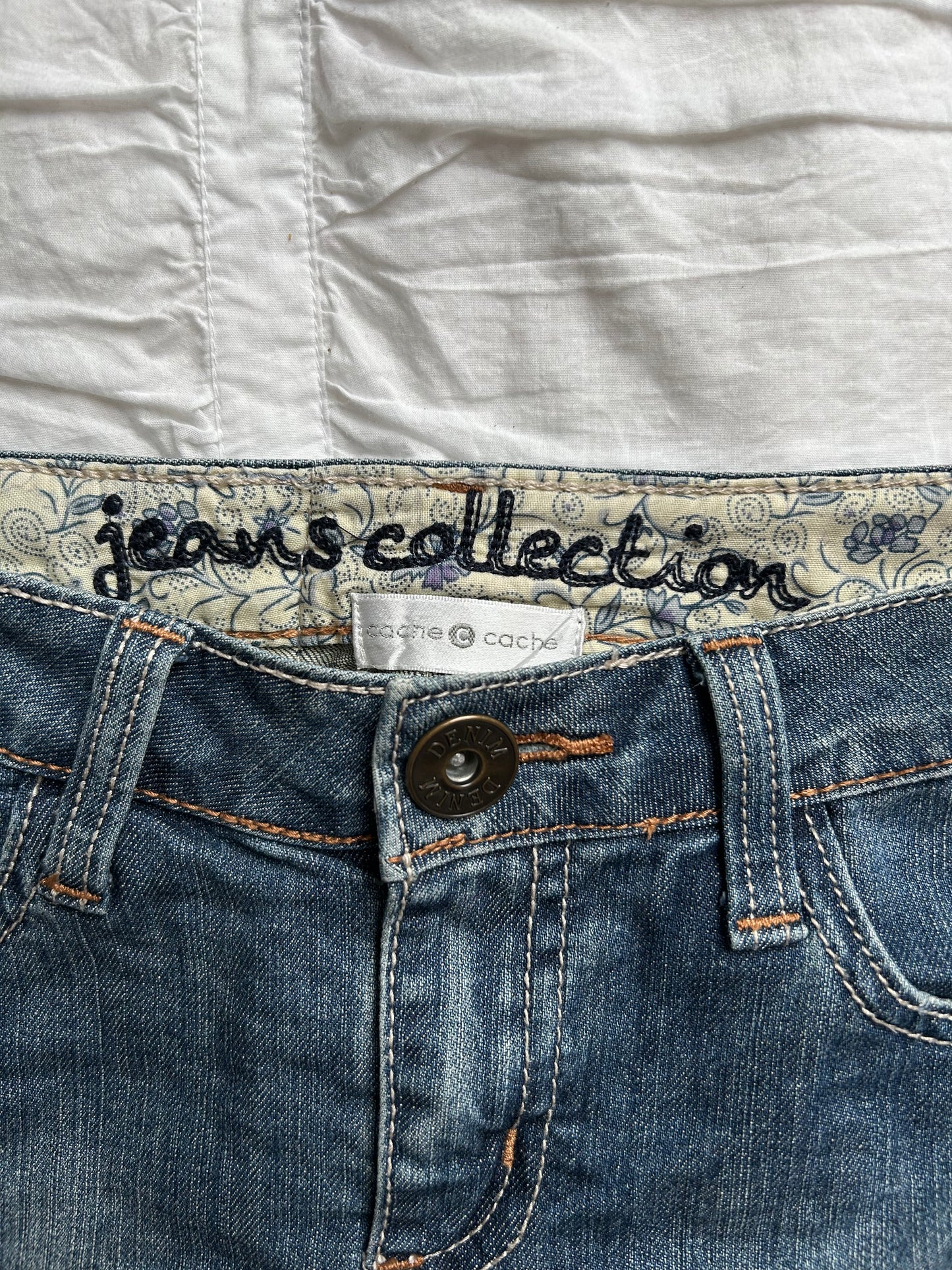 Vintage Cache Cache Minirock Denim mit Spitze