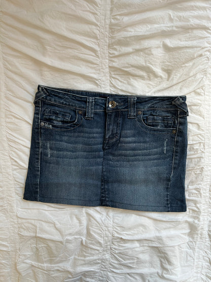 Vintage Refuge Denim Minirock Wellen-Design