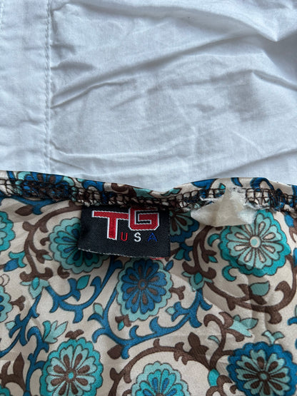 Vintage TG USA Satin-Top – Floral-Print & Spitze