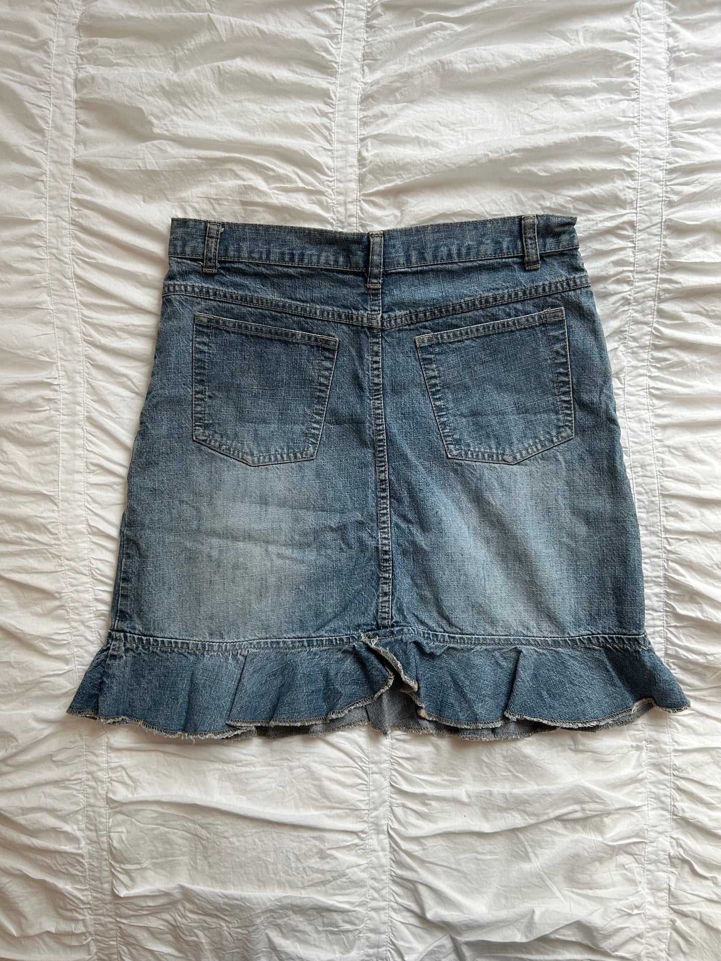 Vintage Denim Minirock Romantische Schmetterlings-Stickerei
