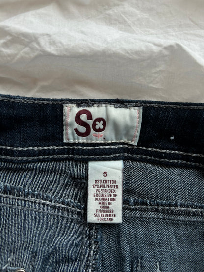 Vintage Denim Shorts Dunkelblau mit Kontrastnähten