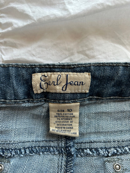 Vintage Earl Jean Denim Shorts mit Stickereien & Strass