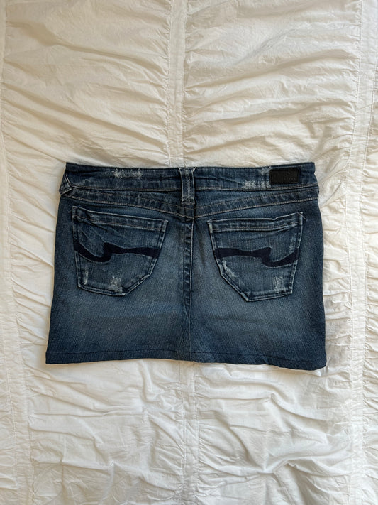 Vintage Refuge Denim Minirock Wellen-Design