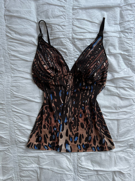 Profile by Gottex Top – Animal-Print & Blaue Akzente-Still Alive