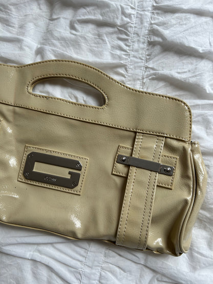 Vintage Guess Clutch Beige Lack-Optik