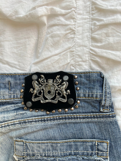Vintage Genie Jeans Rockstar Style mit Flügel-Stickerei-Still Alive