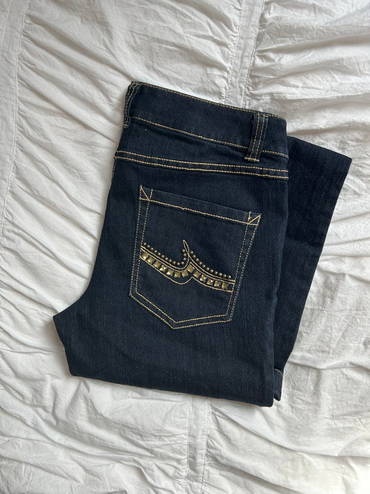 Vintage INC Denim Flare Jeans Studded Pocket Details