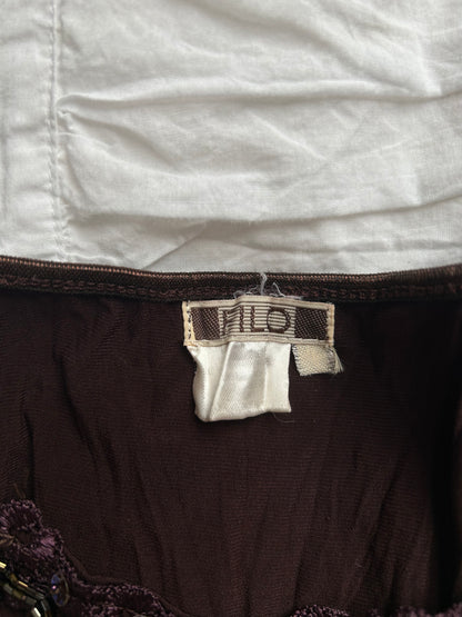 Vintage FILO Top – Perlen-Stickerei & V-Ausschnitt