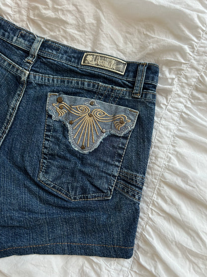 Vintage Revmag Denim Shorts mit aufwendiger Bestickung