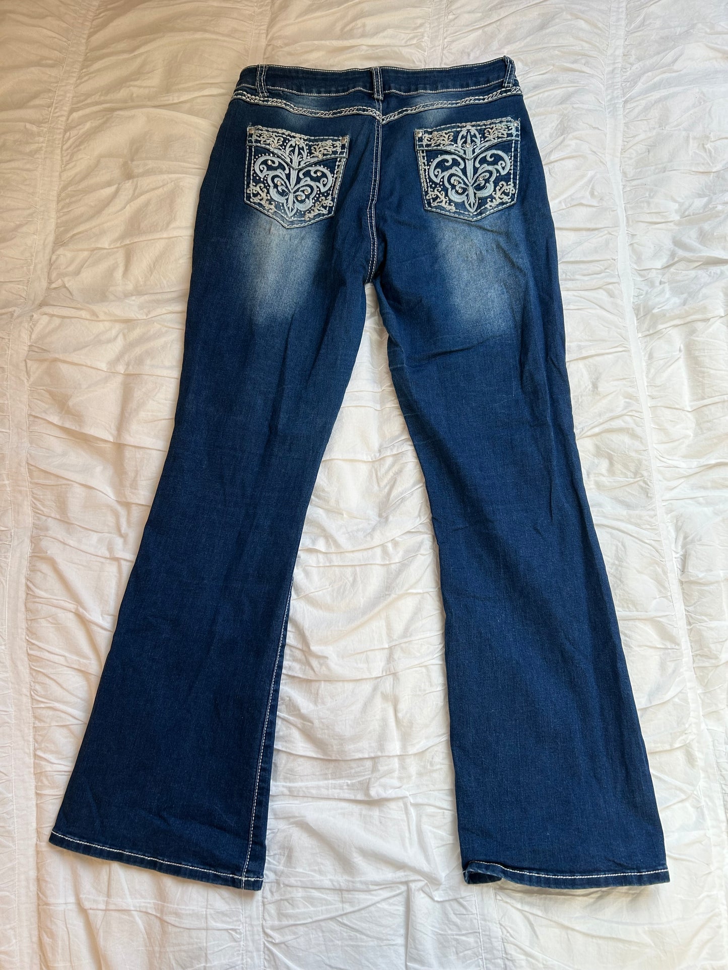 Vintage H&Y Fashion Flare Jeans mit Stickerei & Strass