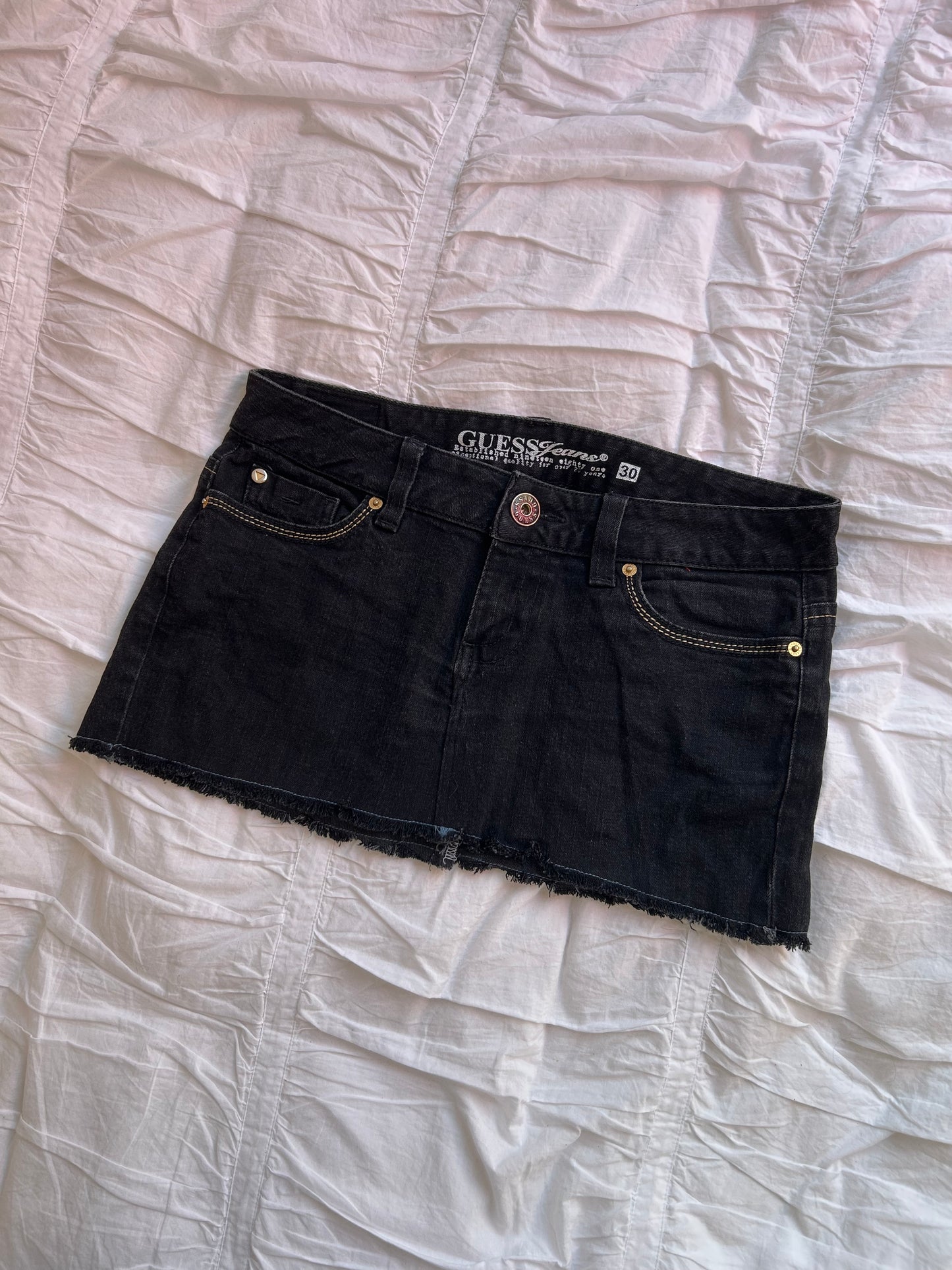 Vintage Guess Denim Minirock Gold-Logo