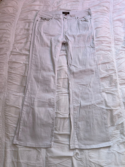 Vintage One 5 One Flare Jeans – Ornate Fleur-de-lis & Strass