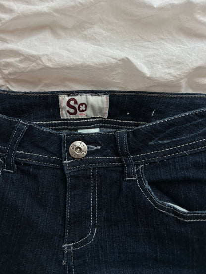 Vintage Denim Shorts Dunkelblau mit Kontrastnähten