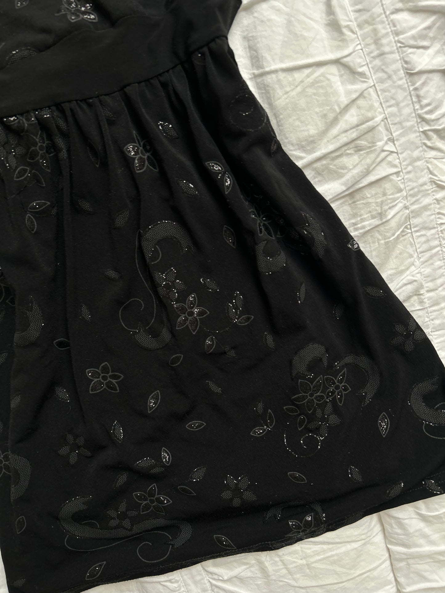 Vintage Sisters Point Babydoll – Floral-Glitzer-Print & Bindedetail