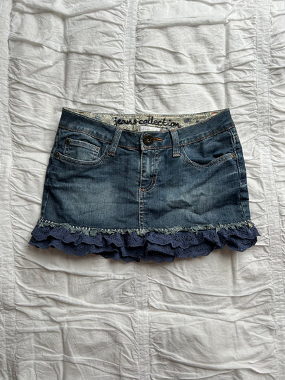 Vintage Cache Cache Minirock Denim mit Spitze