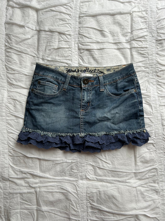 Vintage Cache Cache Minirock Denim mit Spitze
