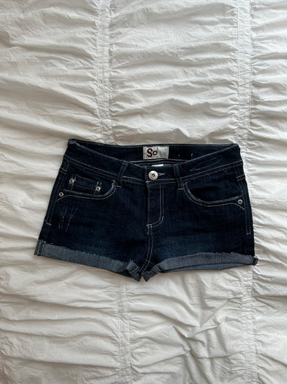 Vintage Denim Shorts Dunkelblau mit Kontrastnähten