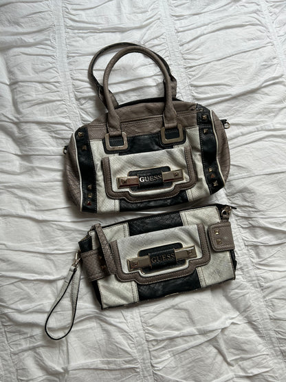 Vintage Guess Taschen-Set (2-teilig) Reptil-Look & Patchwork-Design